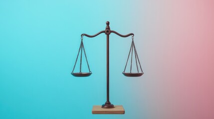 A balance scale with a blue background