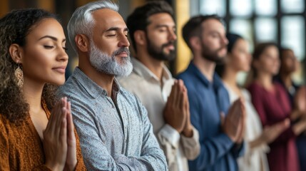 Obraz premium A group of people are praying together