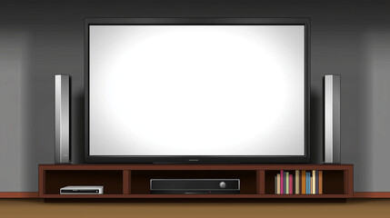 Fototapeta premium Modern Living Room with Large TV Setup