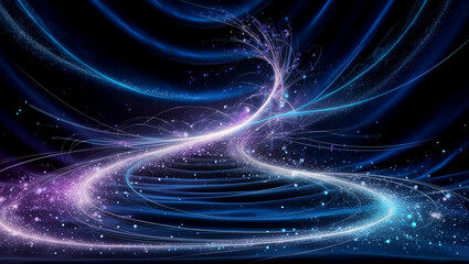 abstract fractal velvety black backdrop, where abstract glowing dots.