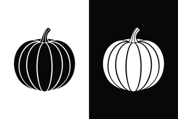 Pumpkin Silhouette Icon. Simple Flat Graphic Design for Vegetable Illustration