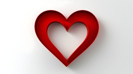 Minimalist Red Heart Border on White Background with Centered Space for Text or Logos