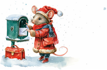 illustration of a mouse putting a letter in a mailbox.