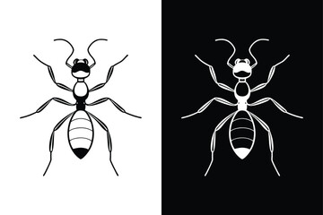 Black Ant Logo. Sleek Line Icon for Modern Animal Vector Design