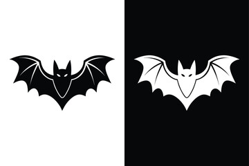Black Bat Silhouette Vector. Striking Illustration on White and Black Background