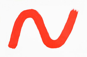 Curve red paint stroke on a white background