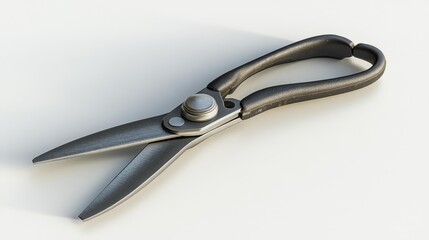 Black-handled garden pruning shears isolated on a white background professional tool for trimming plants. Generative AI