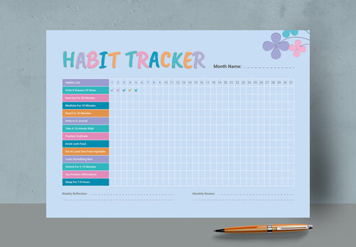 Monthly Habit Tracker Layout