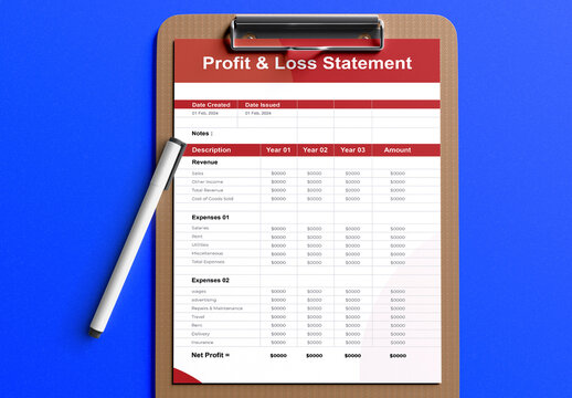 Profit And Loss Statement Template Layout
