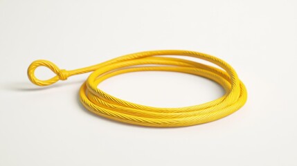 Yellow jump rope coiled on a white background. Fitness and exercise equipment for cardio and workouts.. Generative AI