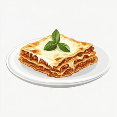 piece of lasagna on white plate