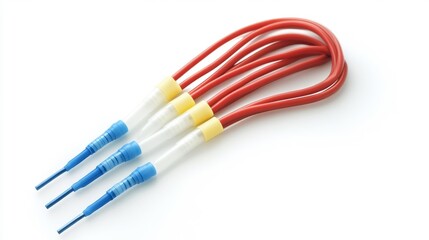 Medical waste disposal bags with connectors isolated on a white background for healthcare stock image. Generative AI