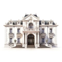 Fototapeta premium A luxury mansion, grand entrance, contemporary architecture, isolated on white background