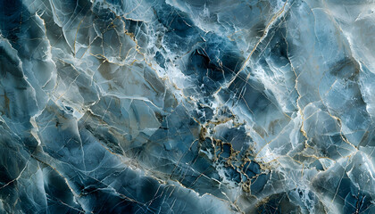 An elegant blue and white marble texture featuring intricate veining and a smooth finish, ideal for backgrounds or interior design.