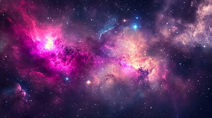 A vibrant cosmic scene filled with colorful nebulae and stars, showcasing the beauty of the universe.