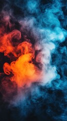 Fototapeta premium A swirling blend of orange and blue smoke creates an abstract visual effect.
