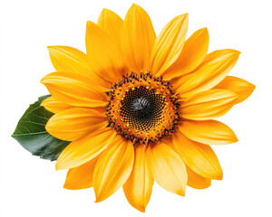 Naklejka premium Bright and vibrant sunflower showcasing its stunning yellow petals and textured center, perfect for adding warmth to any design.