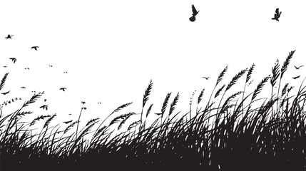 Obraz premium A field of wheat waving in the wind. silhouette illustration 