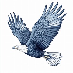 Obraz premium Eagle in Flight with Wings Spread Wide and Detailed Feather Engraving