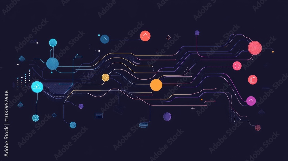 Poster a deep learning pipeline visualized as a sequence of steps from data input to prediction output.