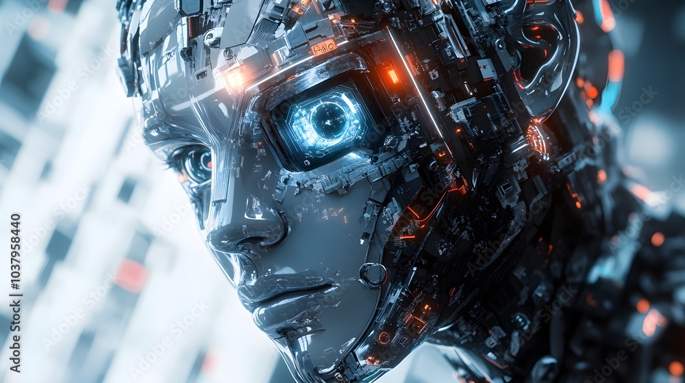 Poster artificial intelligence and future technologies. mixed media.