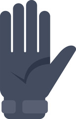 Blue glove hand showing number five gesture flat icon