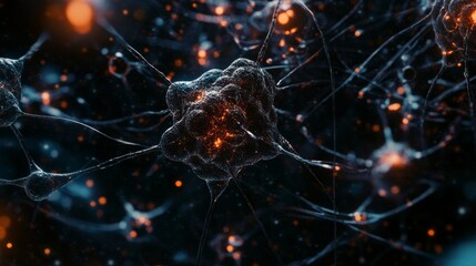 An abstract 3D network of neurons forming complex connections, showcasing AI learning patterns.