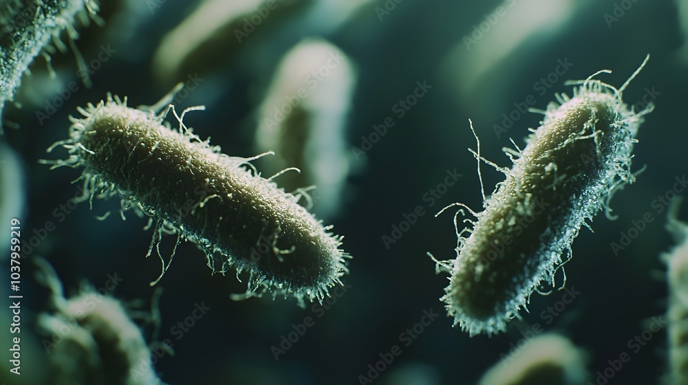 Aufkleber magnified view of bacterial growth on computer mouse pad surface