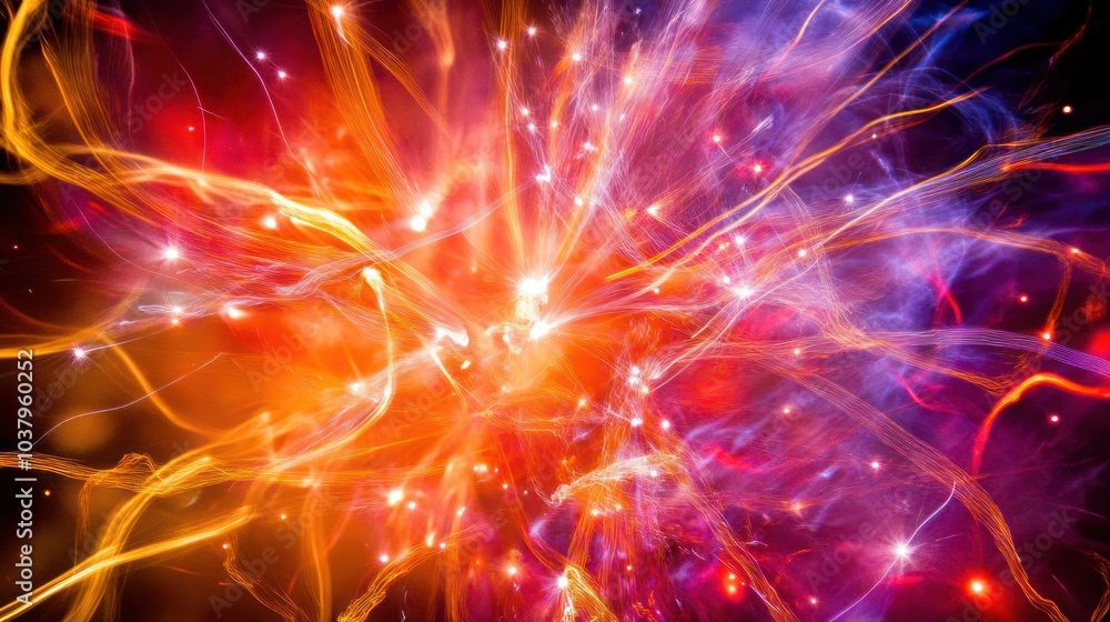 Aufkleber a close-up shot of fireworks bursting into colorful explosions, captured with a slow shutter speed t