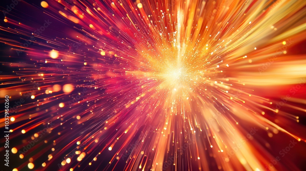 Poster a close-up shot of fireworks bursting into colorful explosions, captured with a slow shutter speed t