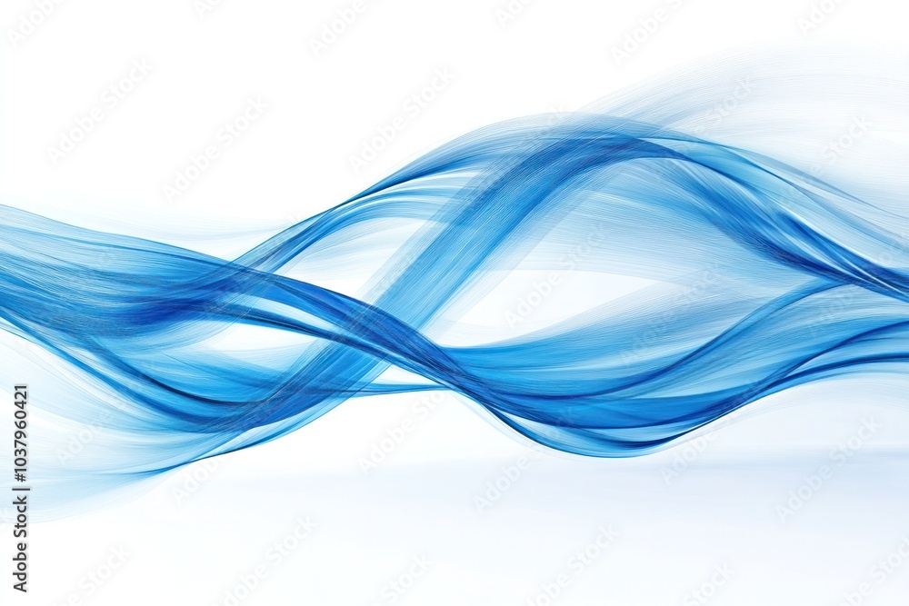 Fototapete A collection of blue line movements that flow smoothly across the frame, evoking a sense of speed and innovation. The lines are layered and interwoven, with a soft glow effect