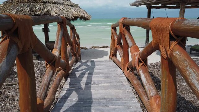 wooden path to the sea