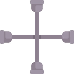 Cross lug wrench with four square heads lying on white background, changing car tire concept