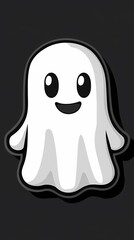 Fototapeta premium A cheerful cartoon ghost character against a dark background.