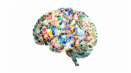 a human brain, with a mosaic of small