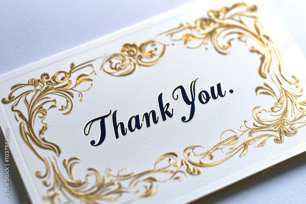 Fototapete an elegant thank you card with a luxurious gold foil accent. the card features a classic design with
