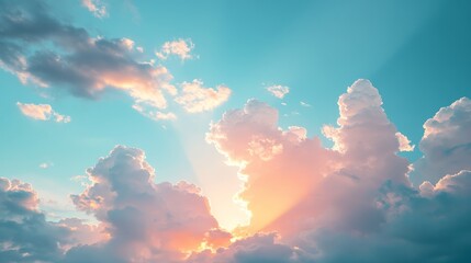 Soft Pastel Clouds with Sunlight Peeking Through