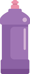 Purple and pink cleaning product bottle with a cap is dispensing liquid soap for cleaning