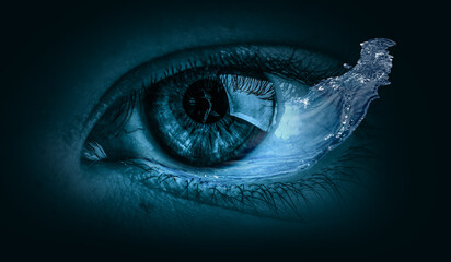 Macro image of human eye. Mixed media