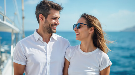 Obraz premium couple on the yacht