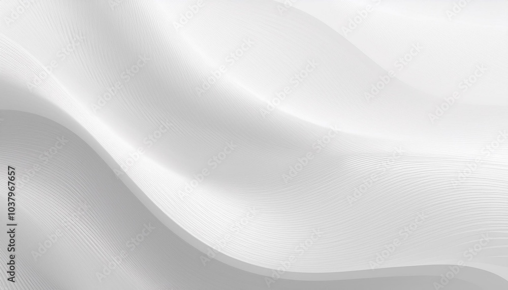 Poster Light gray and white wave flowing modern soft luxury texture with smooth and clean subtle abstract background. A seamless abstract white texture background featuring elegant swirling curves in a wave 