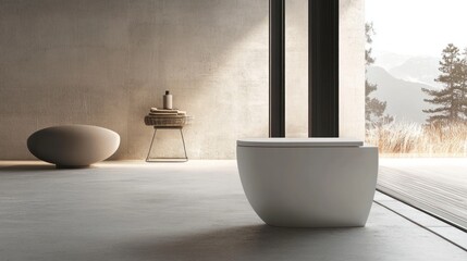 Modern Bathroom Design with Mountain Views