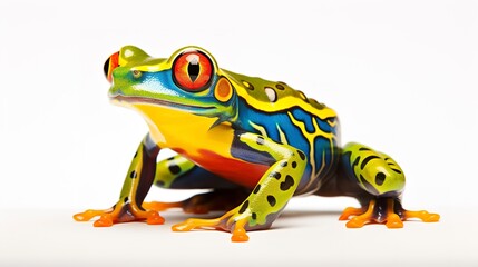 Obraz premium Colorful frog peeking over edge. isolate on white background 