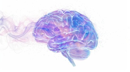 a human brain, with digital data streams flowing through it