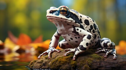 Amazon milk frog over a blurry background  