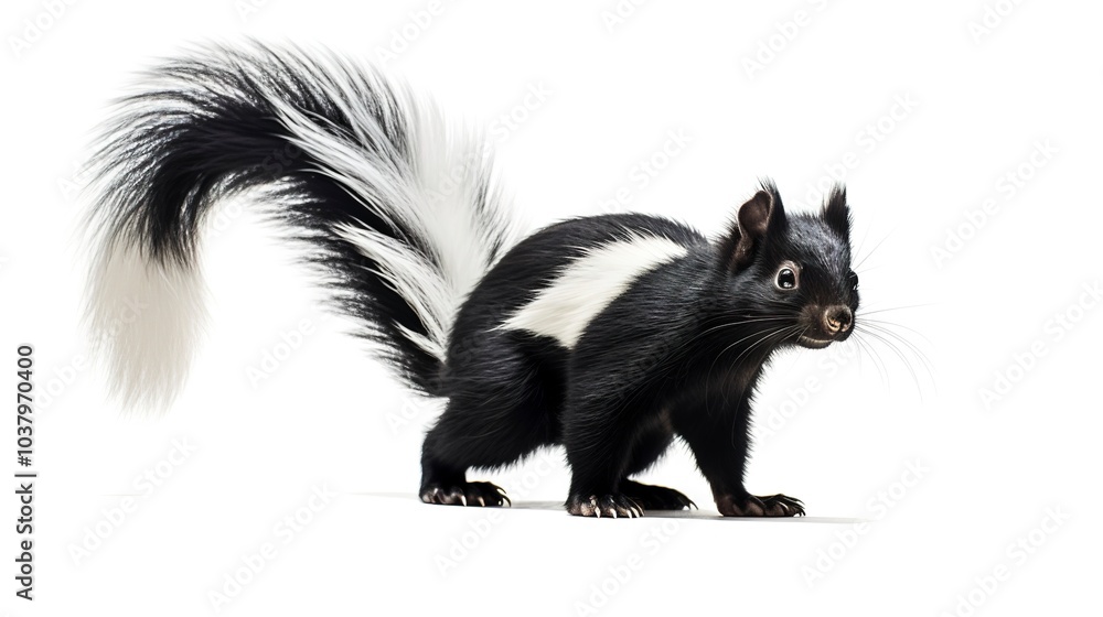 Poster skunk on a white background 