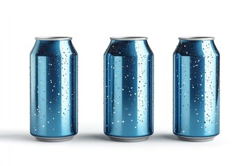 A mockup of a blue soda can set on a white backdrop. Generative Ai