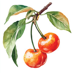 African cherry orange fruit berry fruit watercolor clipart illustration