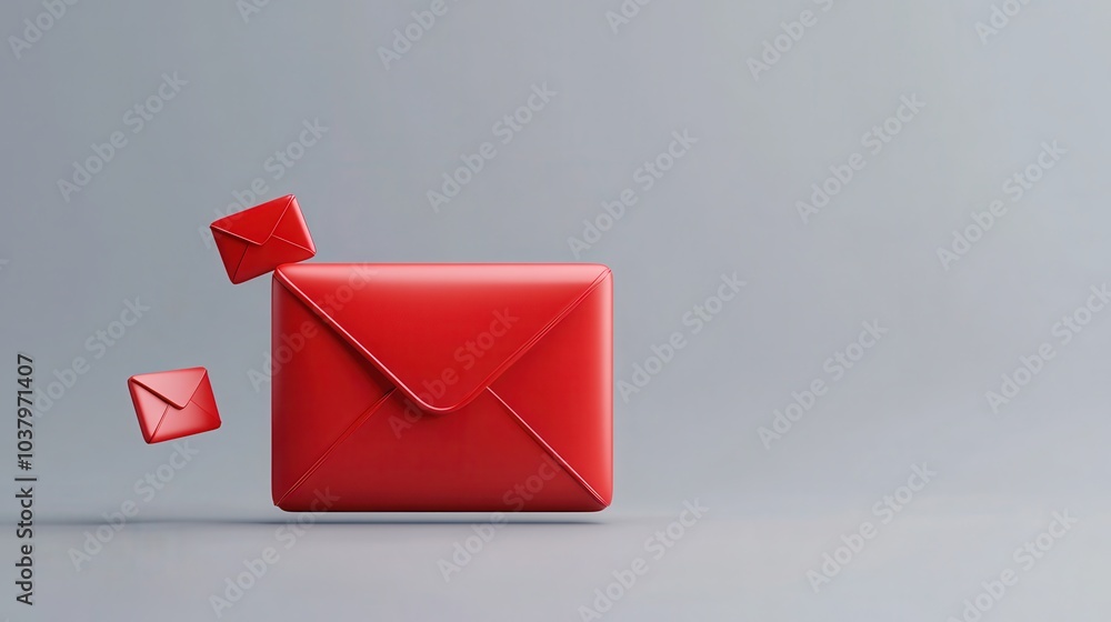 Poster creative red envelope design illustrating communication and connection through mail