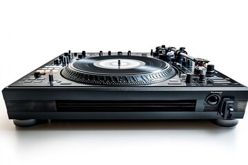 DJ turntables on a white background, isolated. Generative Ai